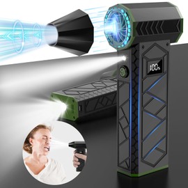 Overwhelming Wind Speed Air Duster Over 166.3 ft (52 m/s) Electric Air Duster, Blower, Car Wash, 4 Levels Air Flow Adjustment, Small and Powerful (Green)