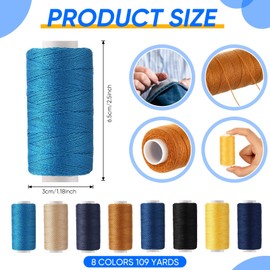 GliCraft 8 Colors Denim Thread Jeans Sewing Thread 137yard 203 Extra Strong Heavy Duty Jeans Threads for Denim, Canvas High Strength Threads for Upholstery