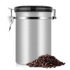 Coffee Container Large Airtight Stainless Steel Black Kitchen Storage Canister(Silver
