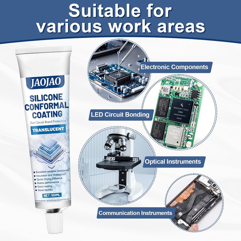 JAOJAO Conformal Coating for Electronics Silicone Adhesive Sealant Transparent Insulating