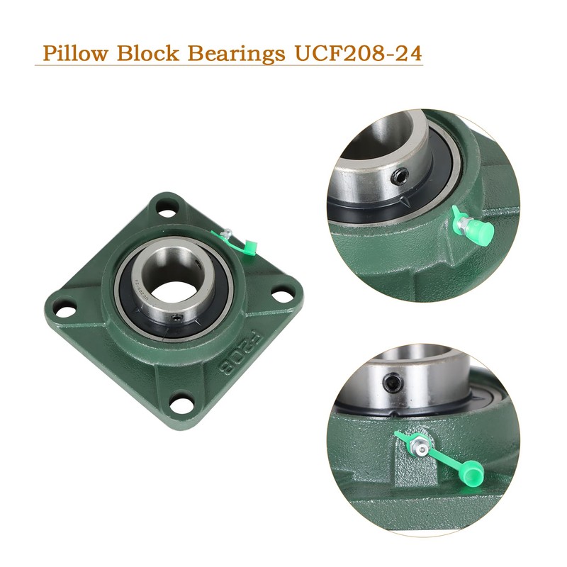 kimllier 2Pcs UCF208-24 1-1/2 Inch Bore Bearings Iron & Steel