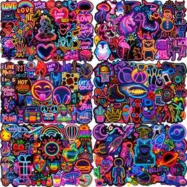 Water Bottle Stickers 300 Pcs Cute Cool Neon Sticker Packs, Classroom Rewards Prizes for Kids, Waterproof Vinyl Stickers for Water Bottles Laptop Scrapbooking Skateboard Journal Guitar Suitcase etc