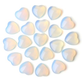 GUJOXILA 20pcs Opal Healing Crystals Heart Gemstones Crystal Gifts for Women Bulk Reiki Love Energy Balancing Pocket Spiritual Divination Meditation Gem Stones