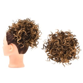 GWAWG Messy Bun Short Curly Ponytail Extension Synthetic Hair Scrunchies Large Bun Hairpiece with Hair Clip Clip Drawstring Loose Hair Bun Hair Extension (T4-27A)