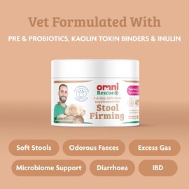 Omni Dog Supplements - Stool Firming One-a-Day Dog Chews, Vet Grade Supplement with Inulin, Kaolin & Bacillus Velezensis with Prebiotic Support for Digestive Health, 30 Servings, Large Dog 35+ Kg