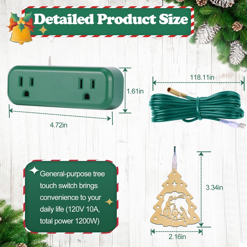Touch Light Switch Christmas Tree Shaped Decoration Pendant Universal 3-Pin