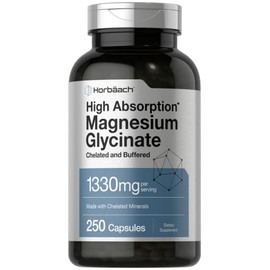 Horbäach Glicinato de magnesio tamponado, 1330 mg, 250 cápsulas, con minerales quelados, sin OMG, sin gluten