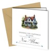 Oscar Finks New Home Card, Watercolour Cottage Design, Blank Inside,