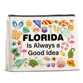 LGLZSHP Florida Travel Gifts Makeup Bag Florida Lover Gifts for Women Traveler Florida Is Always a Good Idea Cosmetic Bag Zipper Makeup Pouch