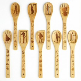 9 in 1 PIECE Anime Wooden Kitchen Cooking Utensil Set, Bamboo Utensils Easy to Clean, Lightweight & Sturdy, Best Housewarming Birthday Thanksgiving Christmas Gift