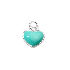 SUGARKITTEN LONDON Sterling Silver Turquoise Double-Sided Glazed Puffy Heart Pendant Charm