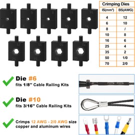 Toscoco Upgraded Hydraulic Crimping Tool and Cable Cutter, Hydraulic Cable Lug Crimper with 9 Dies, Wire Swaging Tool for 1/8" - 3/16" Stainless Steel Cable Railing Kit