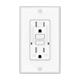 OMEENET 15 Amp GFCI Outlet, Tamper Resistant, Weather Resistant, Self Test GFI Receptacle, 15A Ground Fault Circuit Interrupter Outlet for Indoor or Outdoor Use, UL Listed, White(1 Pack)