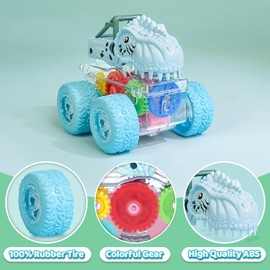 Beestech Light Up Dinosaur Toys for Toddlers 2-4, Monster Truck Toys for Kids 3-5, Push and Go Dinosaur Cars Toys for 2 3 4 5 6 Years Old Boys, Birthday for Boys Preschoolers