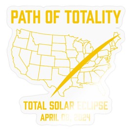 Spreadshirt Solar Eclipse 2024 US Map Path of Totality Sticker, 4 x 4, Transparent Glossy