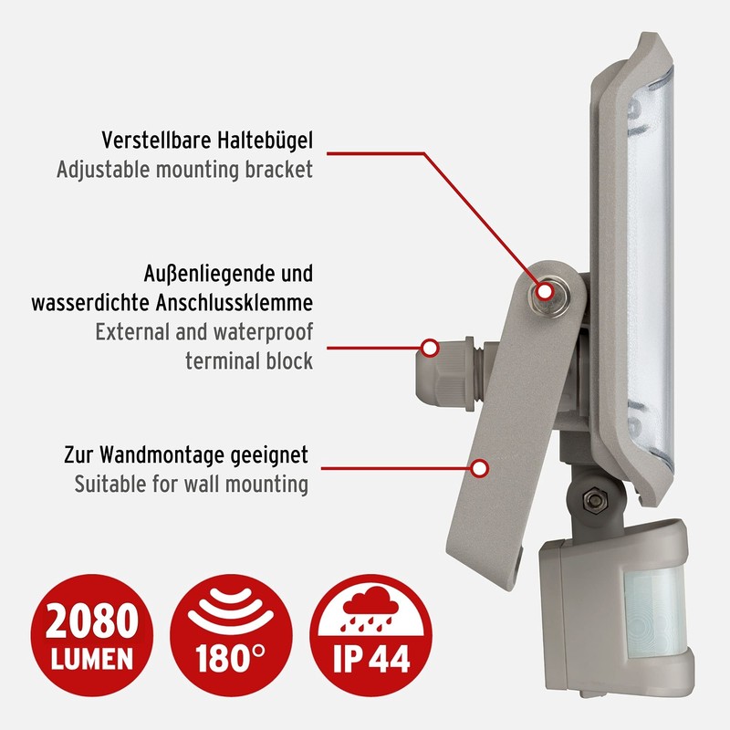 Brennenstuhl LED Spotlight AL 2050 with PIR (20 W, 2080
