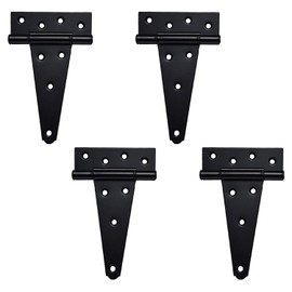 SANKINS 6 Inch T-Strap Heavy Duty Shed Door Hinges,Black Tee Hinge for Wooden Fences,Yard Door,Barn Door Gates, Wrought Hardware Rustproof,4 PCS
