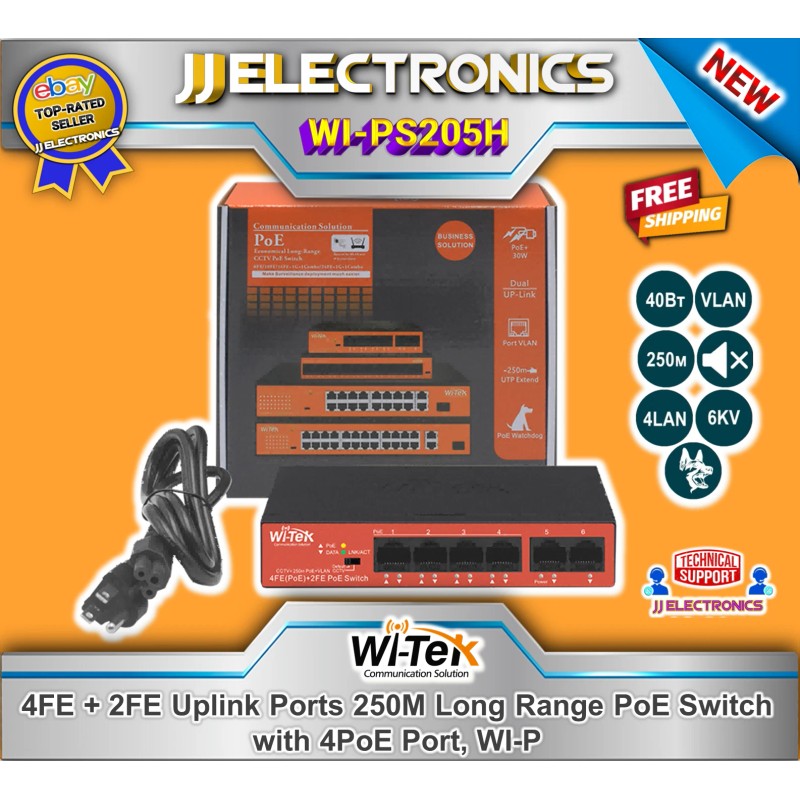 Wi-Tek Switch WI-PS205H V2 4 FE PoE Ports x 10/100Mbps,