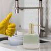 Asashizen Ceramic Soap Dispenser, Green and White, Two Tone Splicing