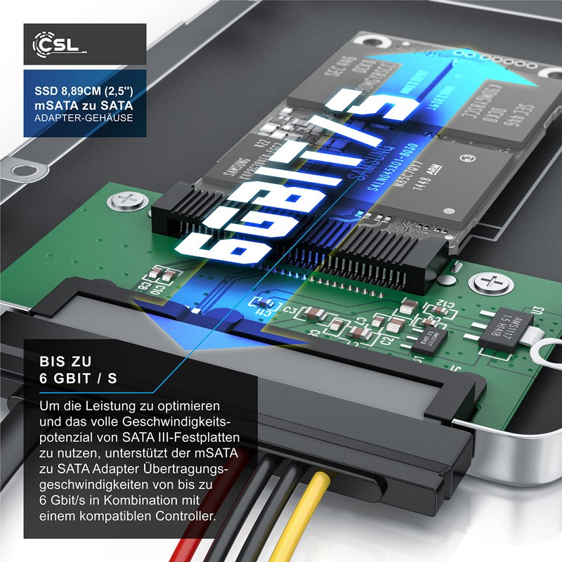 CSL Hard Drive Enclosure SSD 8.89 cm (2.5 Inch) mSATA