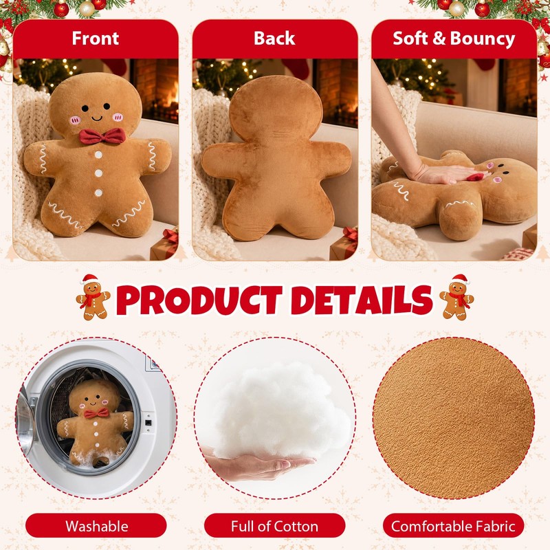 Vijamiy Christmas Cushions with Filling, Assorted Cute Festive Xmas Designs