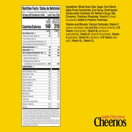 Apple Cinnamon Cheerios, Heart Healthy Gluten Free Breakfast Cereal, Made with Whole Grain Oats, Large Size, 14.2 oz