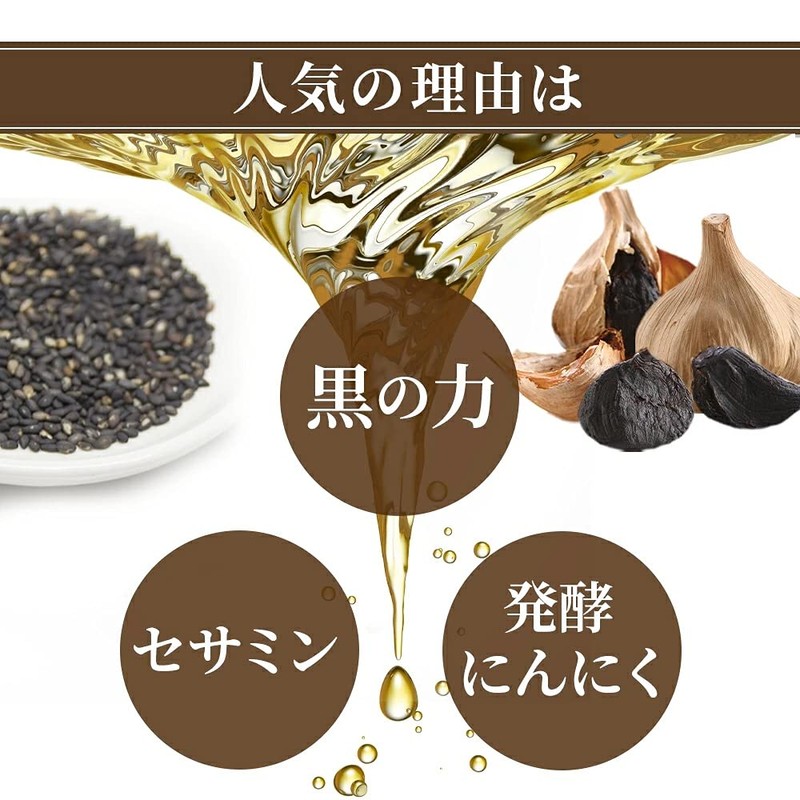 シードコムス 黒ゴマセサミン & 発酵黒ニンニク サプリメント 約6ヶ月分 360粒