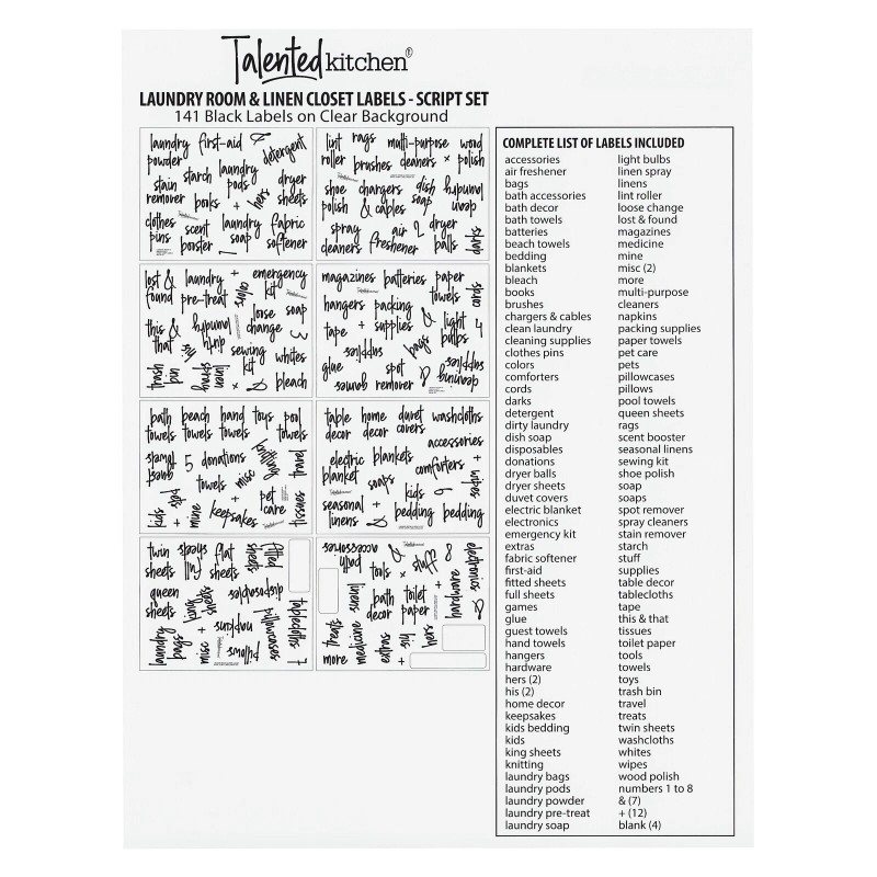Talented Kitchen 141 Laundry Stickers, Bathroom Labels for Home Organization