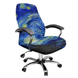 Talayituse Starry Night Print Stretch Computer Office Chair Cover Universal Washable Removable Rotating Boss Chair Slipcovers Anti-dust Soft Desk Chair Seat Protector for Dogs Cats Pets, L