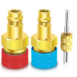 R1234yf to R134a Adapter Kit, R1234yf to R134a High & Low Side Quick Coupler Adapters, R134a to R1234yf Adapter, Quick Couplers Kit for R1234YF Car Air Conditioning System Evacuation Recharging