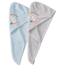 FOMIYES 2Pcs Girls Bath Towels Button Design Comfortable Hair Dry Cap for Boys and Girls