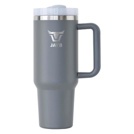 jayb 40 Oz Stainless Steel Tumbler cup With Handle And Straw Insulated Stainless Steel Travel Mug With Lid For Hot And Cold Drinks,Leak Proof Spill Proof, (Stainless Steel, Grey)