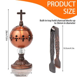 Traditional Incense Burner – Copper Charcoal Censer with Clip – Aromatherapy Resin Holder for Church, Meditation, Yoga, and Home