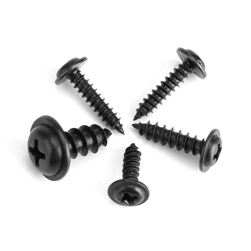 200Pcs Black Stainless Steel Round Head Self-tapping Screws Assortment Kit