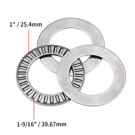 sourcing map TC1625 Thrust Needle Roller Bearings with Washers 1" Bore 1-9/16" OD 5/64" Width 2pcs