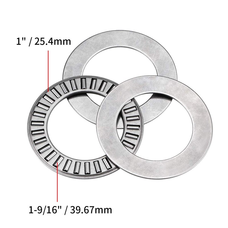 sourcing map TC1625 Thrust Needle Roller Bearings with Washers 1"