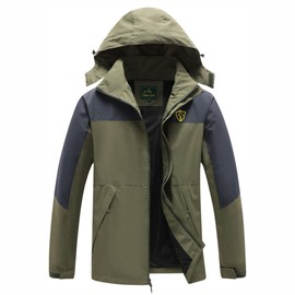 GIISAM Rain Jacket for Men, Lightweight Packable Waterproof Windbreaker for Men Raincoat with Hood(Army Green,3XL)