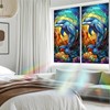 Nuxovilar Stained Glass Dolphin Window Film, 16.9×39.4inch, Underwater Dolphin Pattern