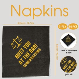 Law School Lawyer Graduation Napkins Pack of 50 Meet You At The Bar Cocktail Napkins Attorney Paper Disposable Party Napkins Beverage Napkins 3 Ply