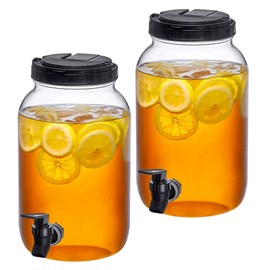 Amazing Abby - Beverly - 2-Pack Plastic Beverage Dispenser with Spigot (1 Gallon, 4 Quart), Drink Dispenser for Fridge and Party, BPA-Free, Shatter-Proof, Great for Lemonade, Iced Tea, Punch, and More