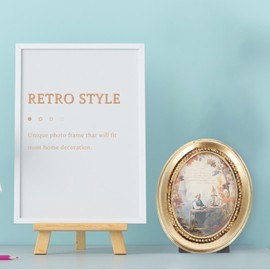 HOLIDYOYO Oval Antique Photo Frames 4x3inch Vintage Picture Frame European Style Farmhouse Small Resin Picture Frame for Wall Gallery Tabletop Photo Display Retro Home Decor