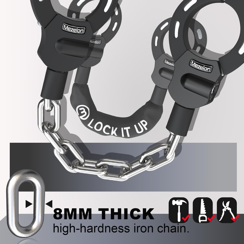 Mezelon Electric Scooter Lock, 8mm Chain Lock Bike Locks Heavy