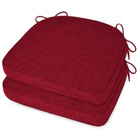 ELFJOY Chair Cushions for Dining Chairs Non-Slip Kitchen Chair Cushions Set of 2 Seat Cushion with Ties for Indoor Kitchen Dining Office Red