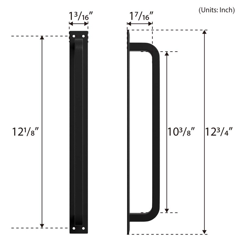 SMARTSTANDARD 12” Antique Rustic Handmade Barn Door Handle, Black Flush