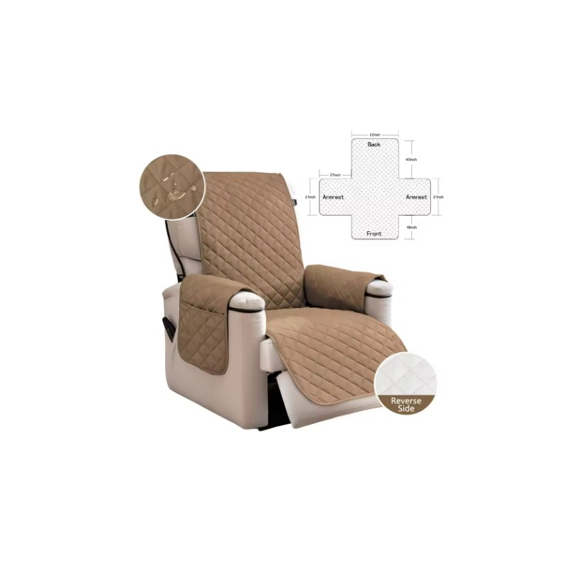 Waterproof Recliner Quilted Cover – Nonslip Furniture Slipcover with Elastic