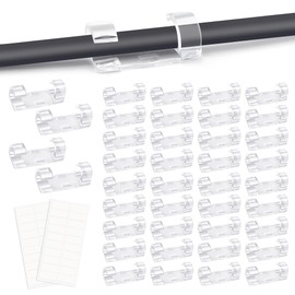 Quacc 40 PCS Clear Cable Management Clips, Self Adhesive Cable Tidy Wire Clips, Wire Holders for PC, Ethernet, TV, Car, Christmas Light