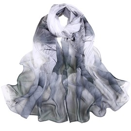 FAIRYGATE Chiffon Scarf Ladies Georgette Shawl Flower Printed Wrap Sheer Lightweight Fashion Large Neckerchief Oversized Scarves 38010