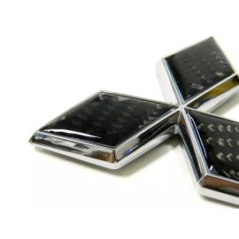 SESHOP REAR CARBON FIBER W/ CHROME BASE BADGE EMBLEM FOR MITSUBISHI EVOLUTION X 10