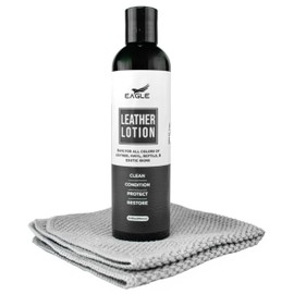 Leather Lotion with Cloth – 8.5oz Leather Conditioner for Purses, Jackets, Bags, and More – The Best Leather Care Product for Moisturizing, Rejuvenating, and Treating Aniline Leather