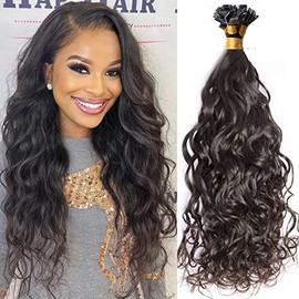 Flat Tip In Hair Extensions Natural Wave Brazilian Remy Fusion Keratin Hair 100 Strands Per Pack 1g/Strand For Women (18inch 100 Strand, Natural Color)